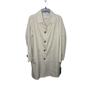 Bernardo Tan Khaki Modern Trench Coat Size Large women's NWT New Wind Proof